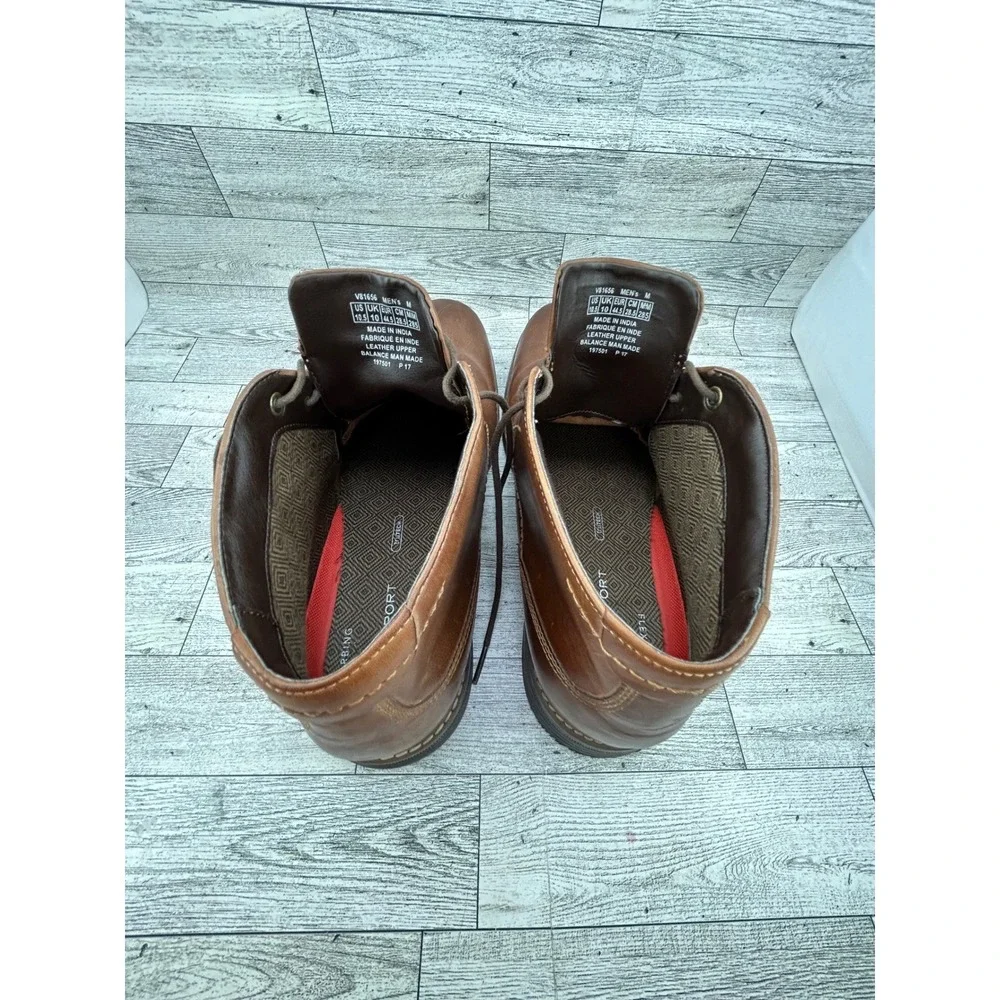 Rockport Mens Leather Chukka Boots Brown Lace Up Comfort Flexible US 10.5